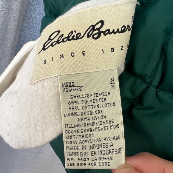 90s Eddie Bauer Reversible Puffer VEST Goose Down Size Mens Medium Green to Blue - Picture 5 of 6